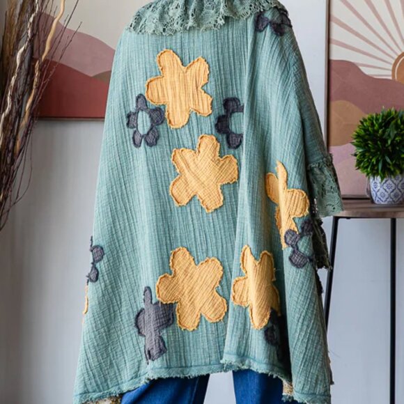 ππOli & Hali LAST ONE! FLOWER PATCHWORK LACE RUFFLE DUSTER NWT Sz L - Picture 7 of 15